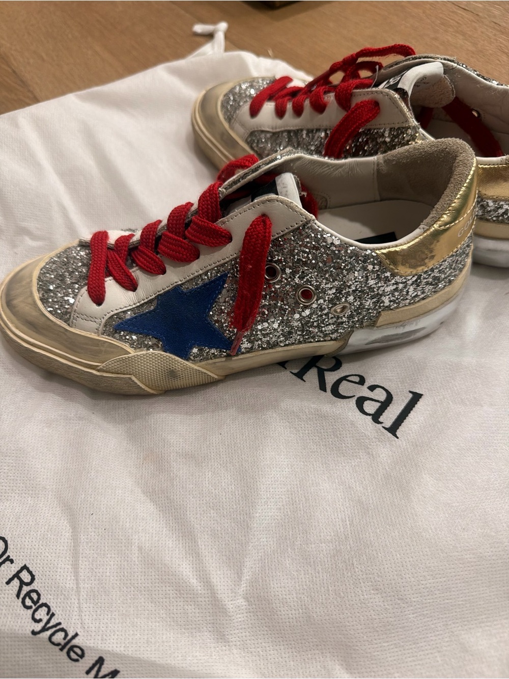 Golden Goose Superstar Silver Glitter Sneakers